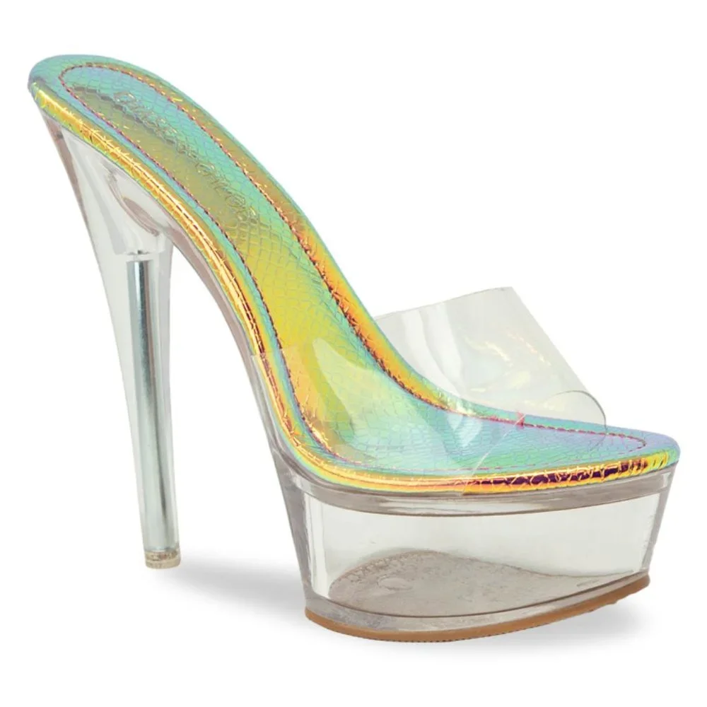 Women's Clear Stiletto High Heel Platform Sandals